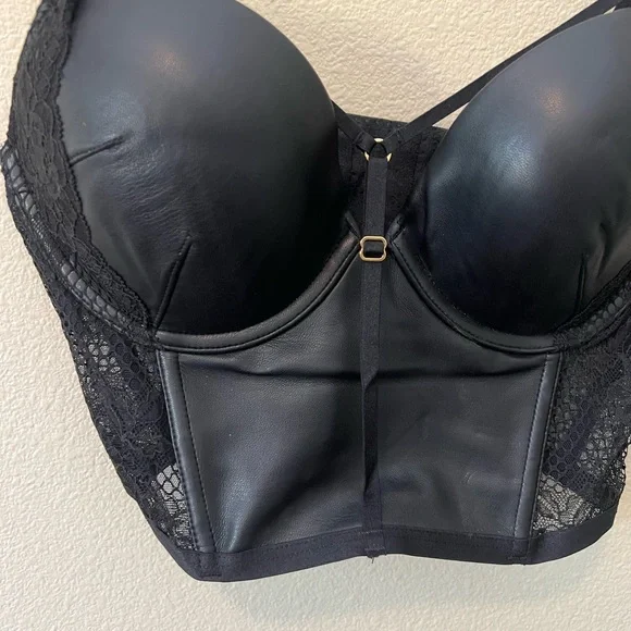 Victoria's Secret Black Faux Leather Bustier Corset - Picture 2 of 5
